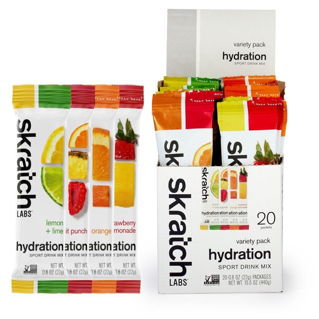 Skratch Labs Skratch Labs Hydration Packets Hydration Drink Mix, Variety Pack (20 Single Serving Packets) - Electrolyte Powder Developed for Athletes and Sports Performance, Gluten Free, Vegan, Kosher