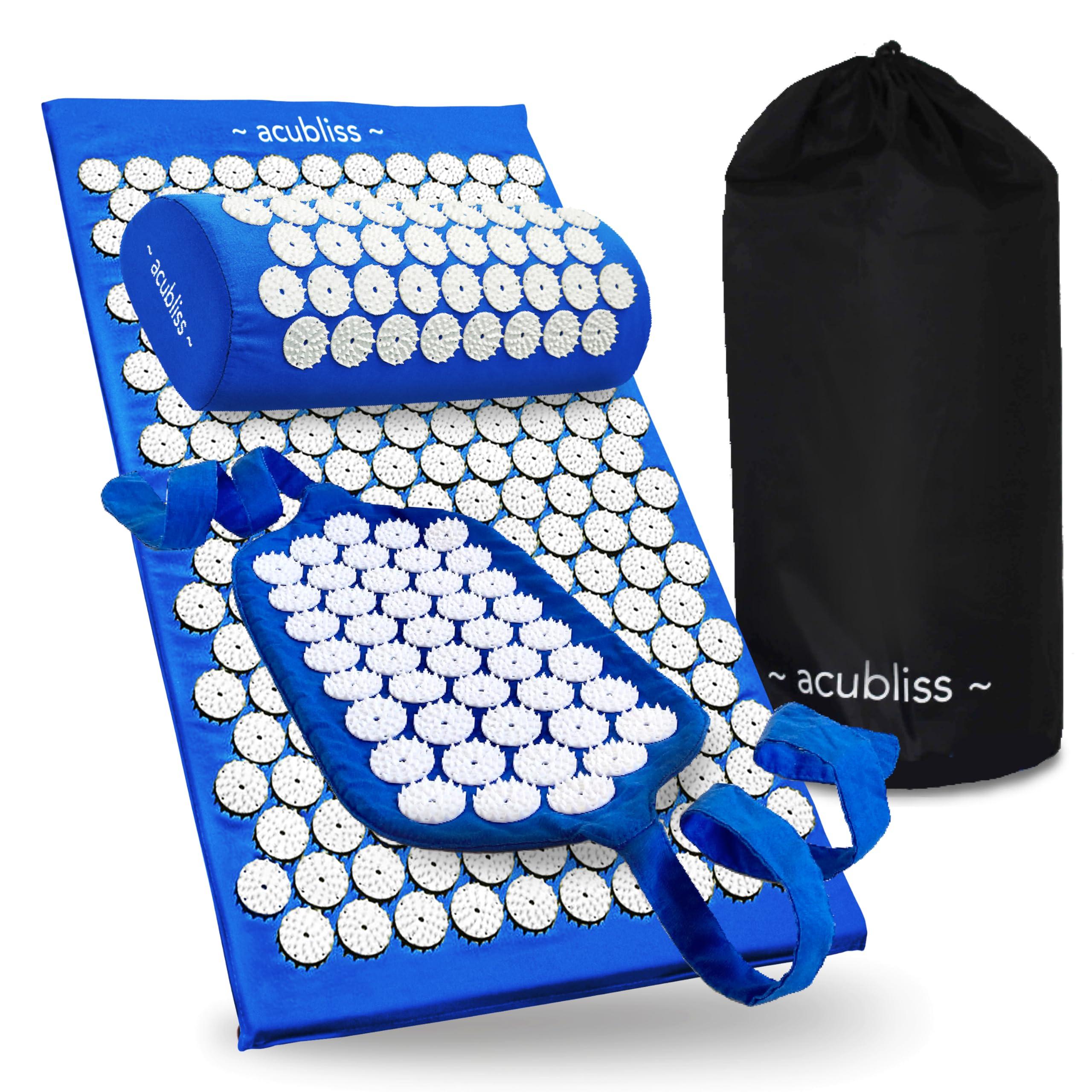 Acubliss Acubliss Acupressure Mat, Strap & Pillow 3 Piece Gift Set, 12,348 Acupuncture Pressure Points for Back Pain Relief, Increased Energy, Relaxation, FSA/HSA Eligible, Drawstring Bag, Purple