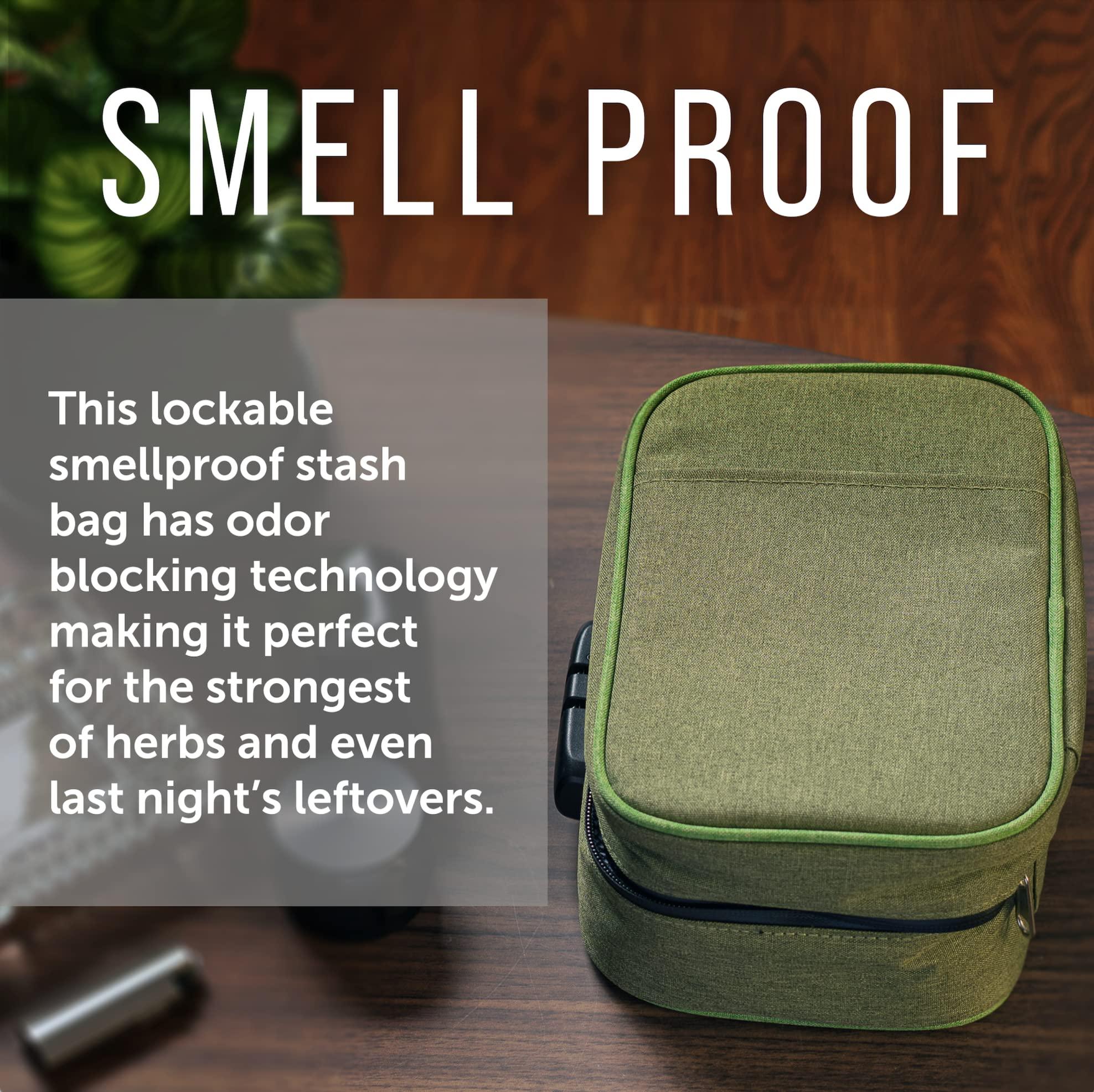 Maplefield Smell Proof Stash Box for Herbs and Spices - Smell Proof Bag with Grinder, Bags and Container - Take Your Stash With You - Odor Proof Container for Food - Smellproof Lockbox for Discreet Carrying