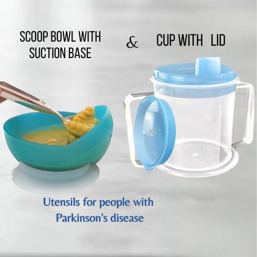ADAPTIVE UTENSILS ADAPTIVE UTENSILS Set Integral adult sippy cup,adult sippy cups spill proof,sippy cup with straw spill proof,equipment for disabled adults,scoop dish