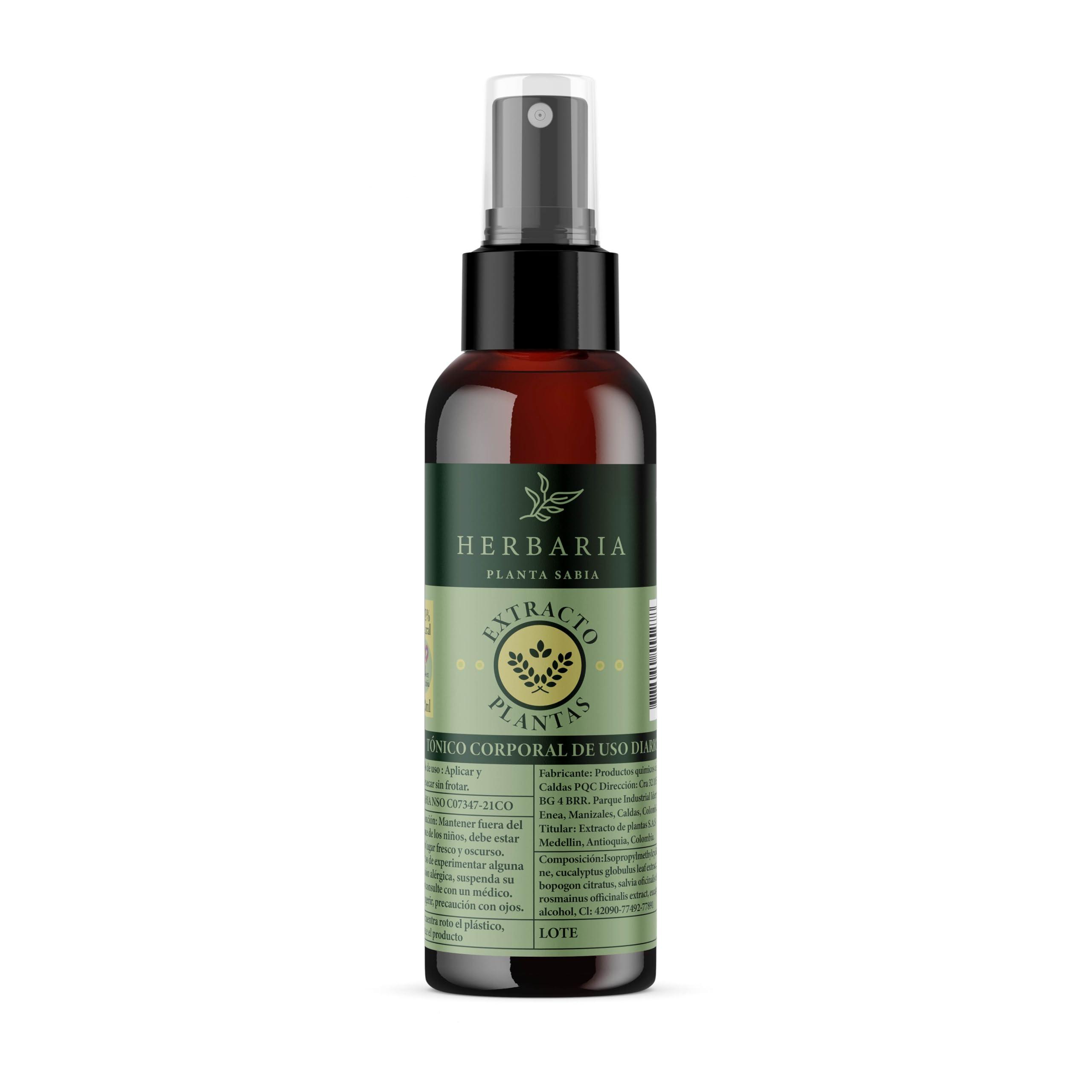 HERBAL WISE HERBAL WISE Topical Relief Spray Infused with Eucalyptus, Sage, and Rosemary Plant Extracts, Featuring Genuine Plants and Leaves Within The Bottle (4 Fl Oz / 120 ml), Clear