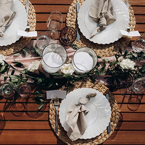 Oasis Creations Premium Hard Plastic Round White Plates – 50 x 6” -Washable & Reusable - Party Supplies For Birthdays, Celebrations, Buffets, Fiestas, Catering & More