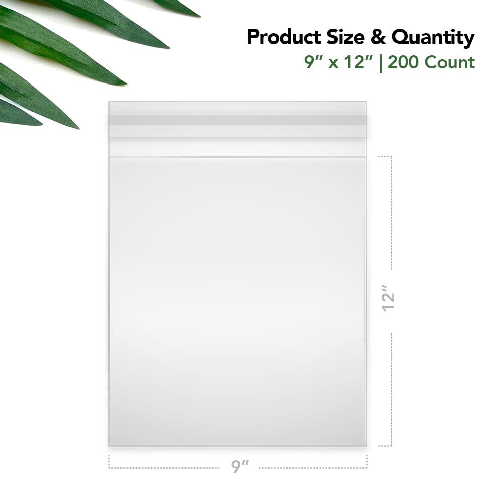 Seal Fresh Seal Fresh Self Sealing Cellophane Bags  9\" x 12\" (200 Count)  Clear Plastic Resealable Cellophane Bag  Cellophane Treat Bags, Cookie Bags for Packaging, Candy Bags, Cello Bags, Pastry Bags
