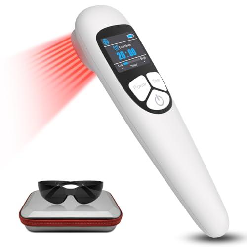 YOUICHIC Handheld Cold Laser Therapy Device with LED Display, Low Level Red Light Therapy for Dog Human Pain Relief Joint and Muscle, Body Back Shoulder Knee Pain, 4 Power & 4 Timer