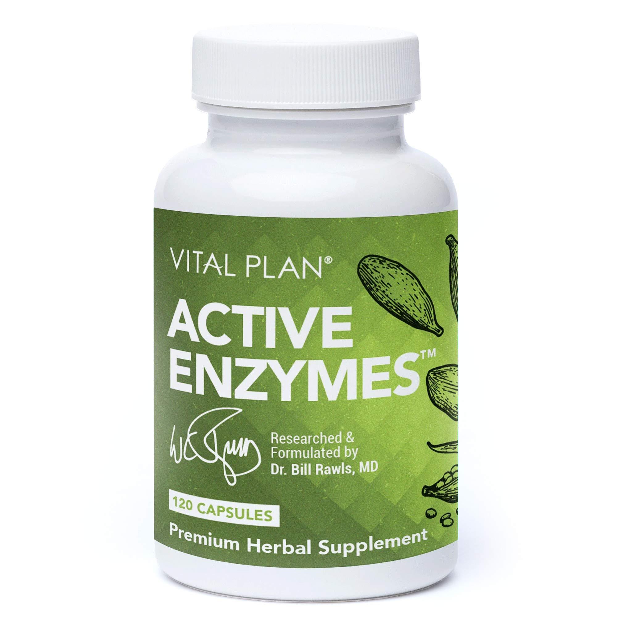 Vital Plan Vital Plan Active Enzymes Supplement by Dr. Bill Rawls - Digestive Enzymes for Gut Health & Digestion - Protease, Bromelain, Lactase, Amylase & Lipase (120 Capsules)