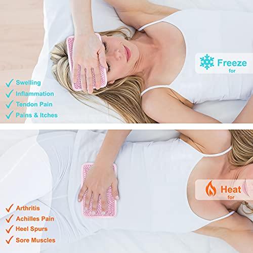 ZNÖCUETÖD Gel Beads Ice Pack Ice Bag with Strap-Reusable Hot & Cold Pack Compress Therapy for Pain, Swelling,Injuries of Knee, Shoulder, Foot, Back, Ankle, Neck, Hip, Elbow (1Pcs,Pink)