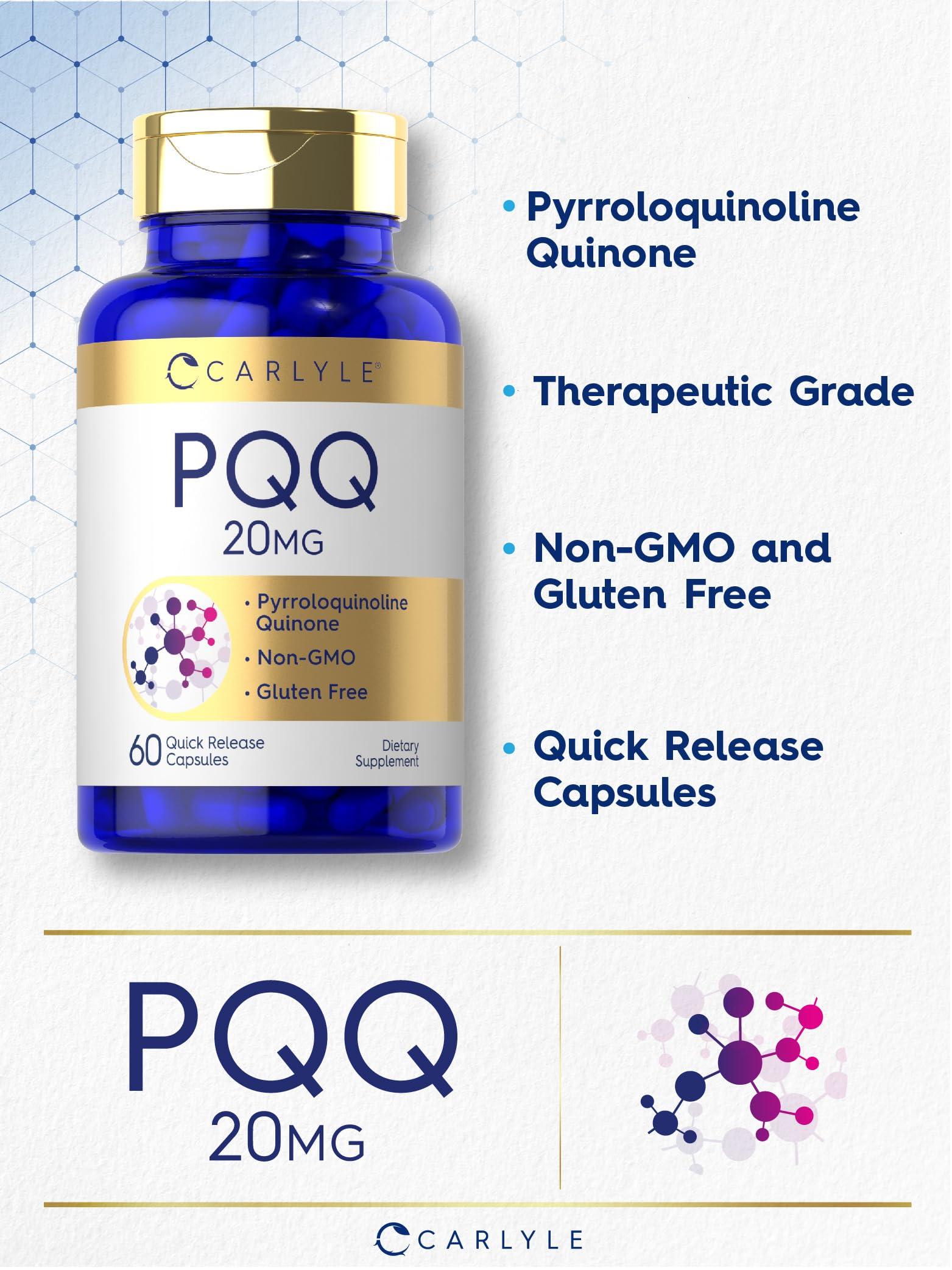Carlyle Carlyle PQQ Supplement 20 mg | 60 Capsules | Non-GMO and Gluten Free