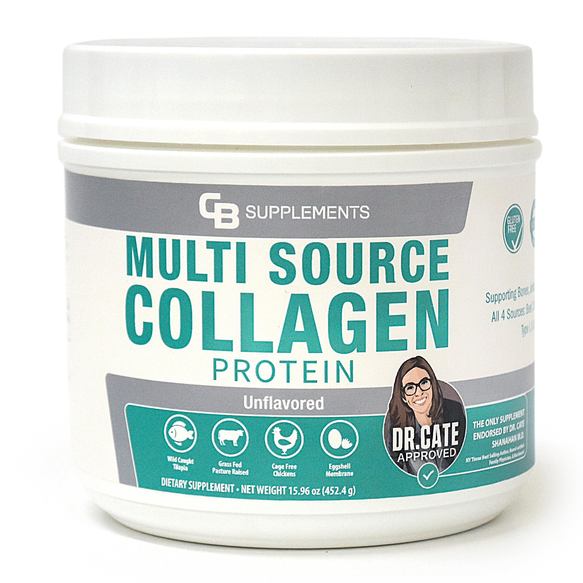 CB Supplements CB Supplements Unflavored Multi Collagen Protein Powder - Hydrolyzed Bovine Collagen Peptides, Albumen Protein, Hydrolyzed Marine Collagen Peptides