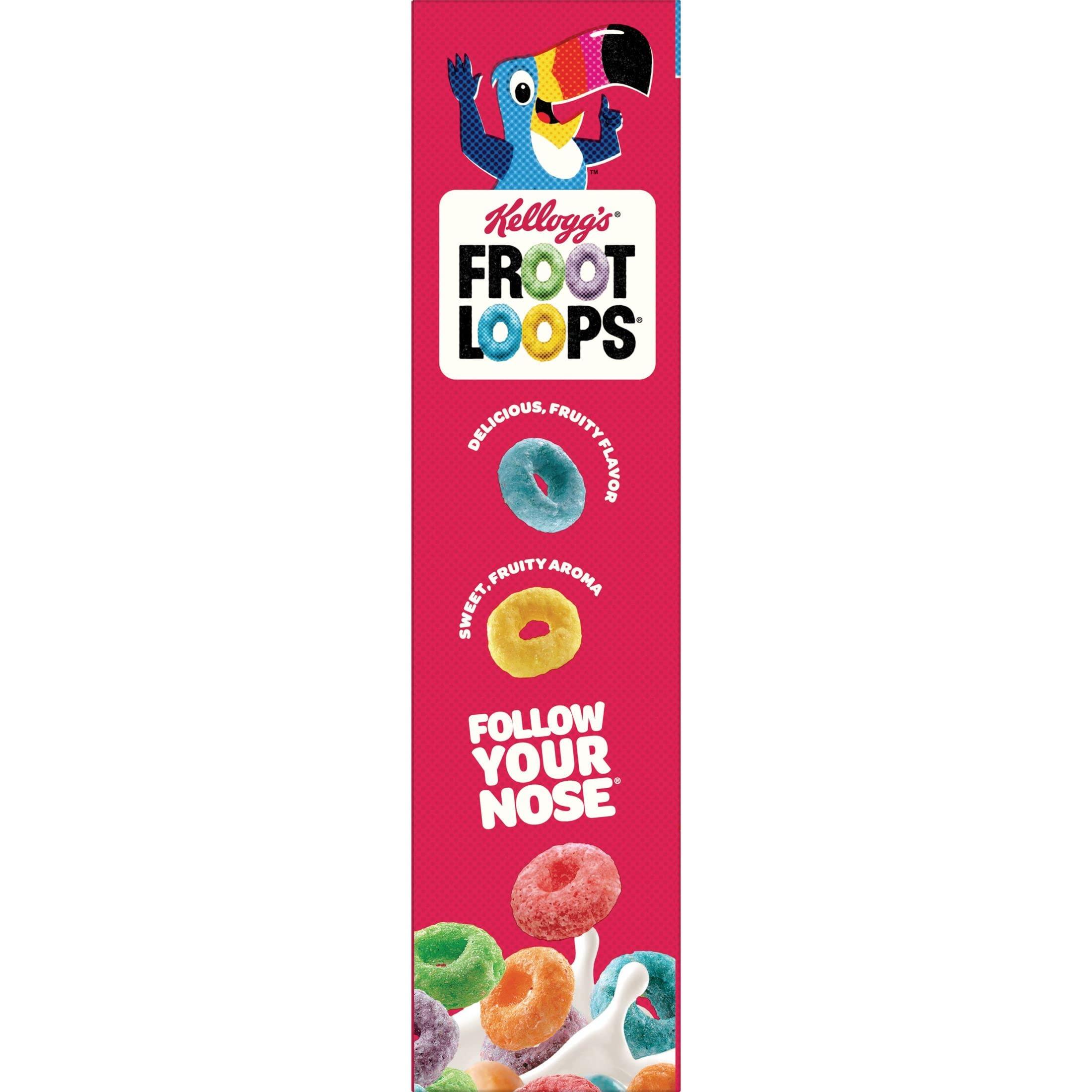 Froot Loops Froot Loops Breakfast Cereal, Fruit Flavored, Breakfast Snacks with Vitamin C, Large Size, Original, 14.7oz Box (1 Box)