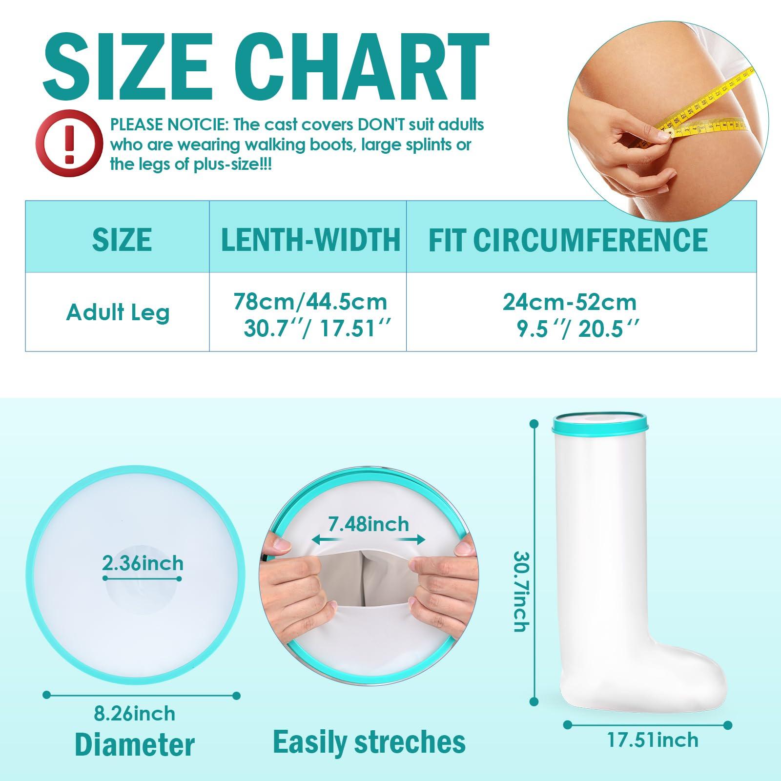 WirtuQuiksy WirtuQuiksy Cast Covers For Shower Leg, Reusable Waterproof Bandages and Cast Cover, Leg Cover For Showering After Surgery