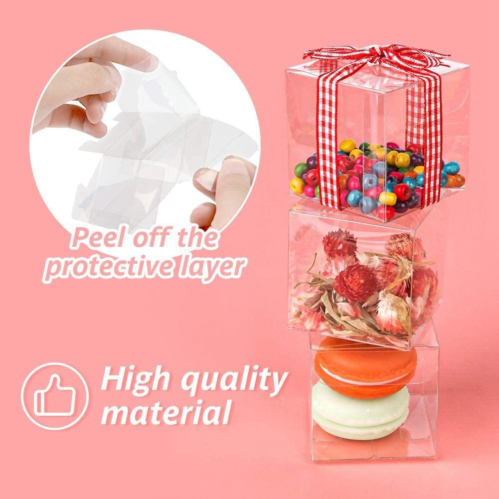 Pasotim 50Pcs Clear Plastic Boxes for Gifts PVC Packing Box Gift Packaging Transparent Box Wedding Gift Boxes Party Favors