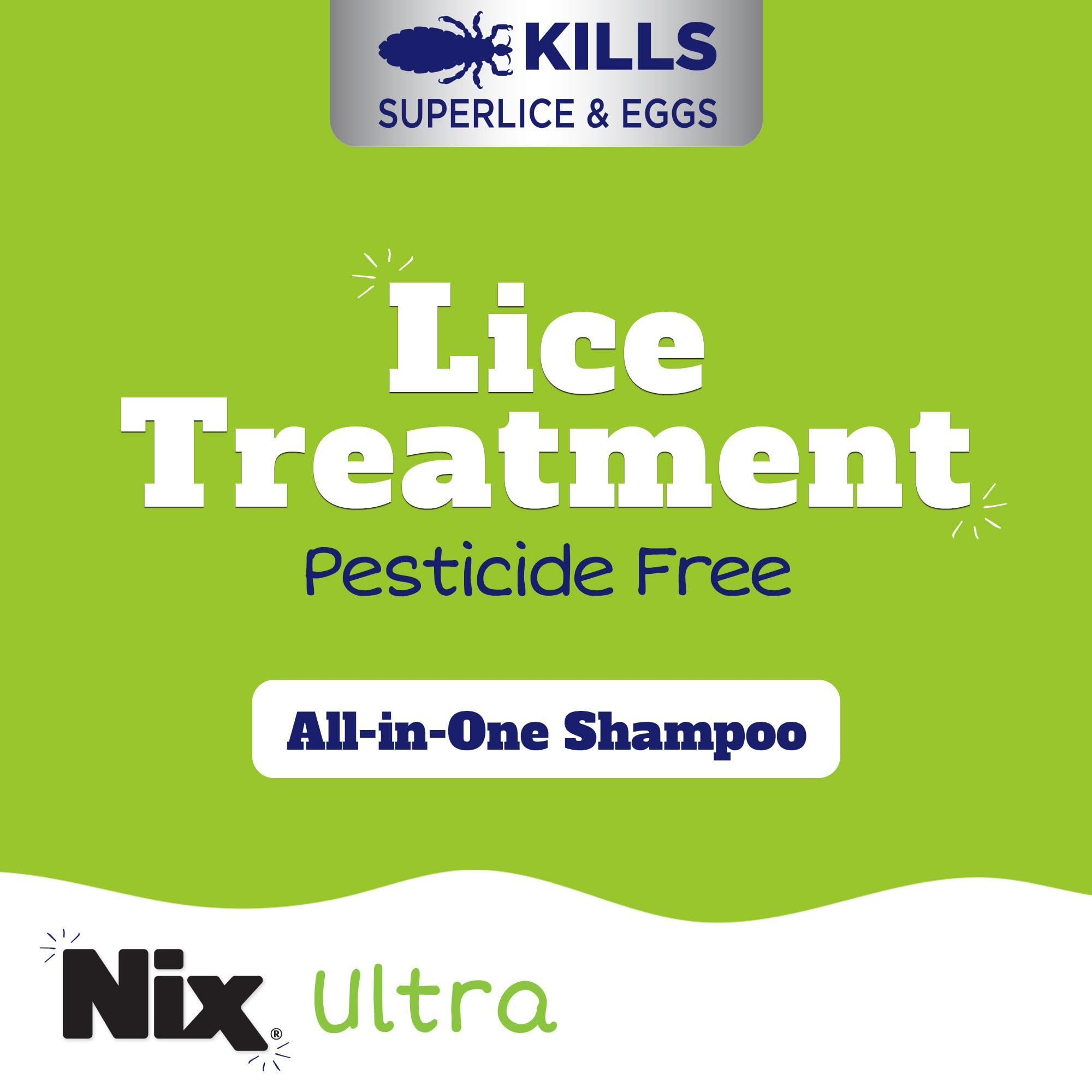 Nix Nix Ultra Superlice Treatment, All-in-One Shampoo, 4 Fl Oz & Lice Removal Comb