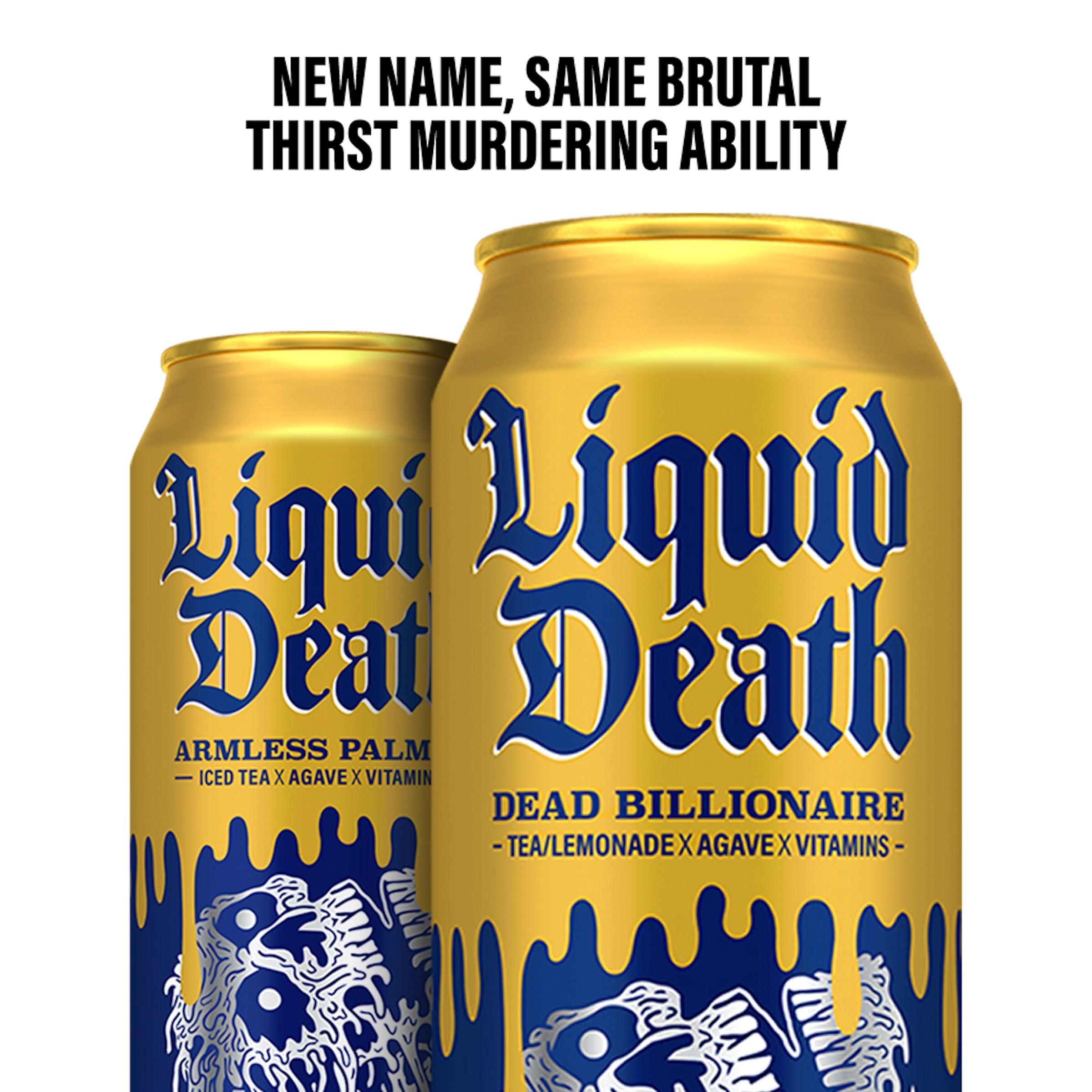 Liquid Death Liquid Death, Dead Billionaire Iced Tea, 8-Pack (King Size 19.2oz Cans), Half Lemonade Half Black Tea Sweetened With Real Agave, B12 & B6 Vitamins, Low Calorie & Low Sugar