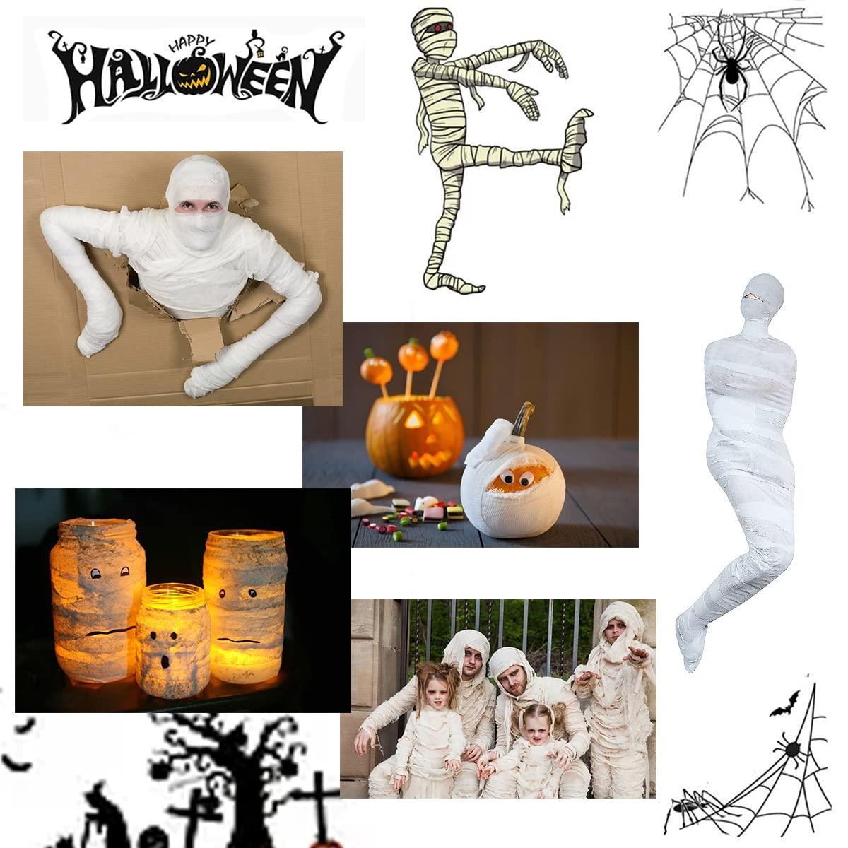 Furimuk Furimuk 2 Rolls Halloween Mummy Bandage Wrap for Party Photo, Zombie Self Adhesive Gauze Bandage Roll for Cosplay Costume Wrap, Party Photography Props