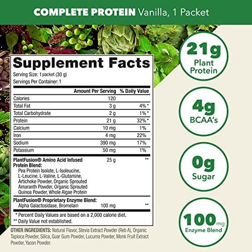 PlantFusion PlantFusion Complete Vegan Protein Powder - Plant Based Protein Powder With BCAAs, Digestive Enzymes and Pea Protein - Keto, Gluten Free, Soy Free, Non-Dairy, No Sugar, Non-GMO - Vanilla Pack of 12