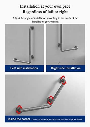 NAIAWAN NAIAWAN 304 Stainless Steel Vertical Angle Bathroom Grab Bar,L-Shaped Adjustable Bath Grips for Elderly Handicap Pregnant,Dark Grey Toilet Safety Assist Device(Size:40 * 60cm,Color:Dark Grey)