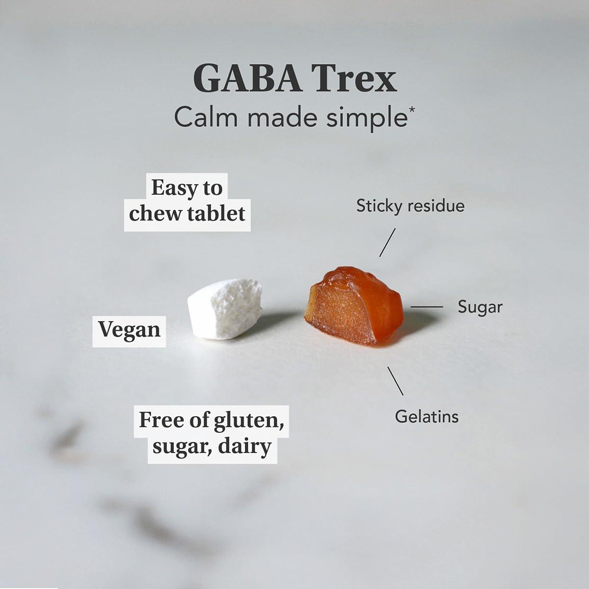 NeuroScience Neuorscience GABA Trex L Theanine Supplement - Calm Aid for Daytime Stress Support & Evening Relaxation - Chewable Grape-Flavored Tablets - Vegan & Non-GMO (60 Tablets)