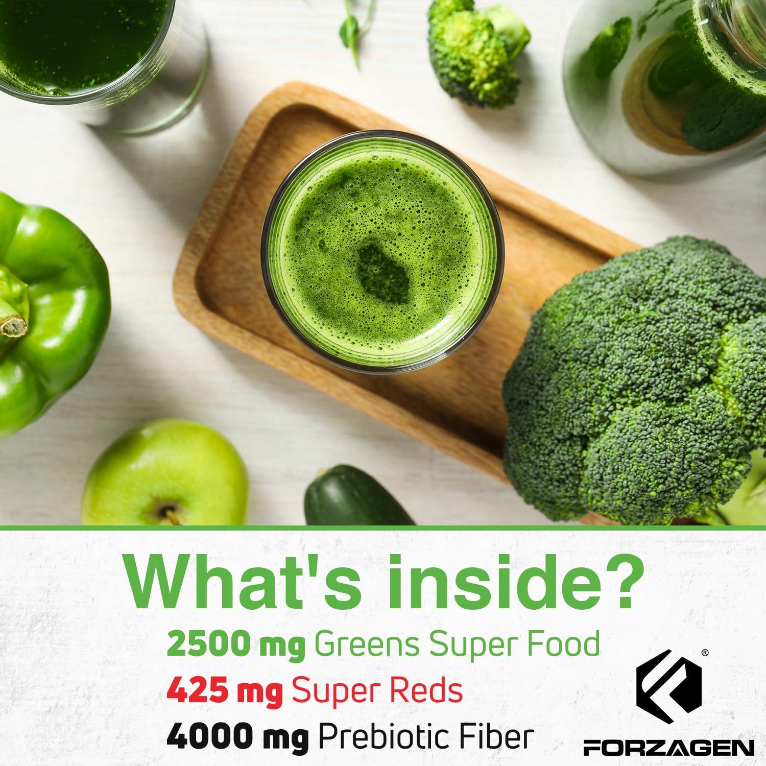 Forzagen FORZAGEN Vegan Greens & Reds Superfood Powder - Organic Super Greens Powder | Premium Veggie Powder Supplement | 35 Servings Reds and Greens Superfood Powder