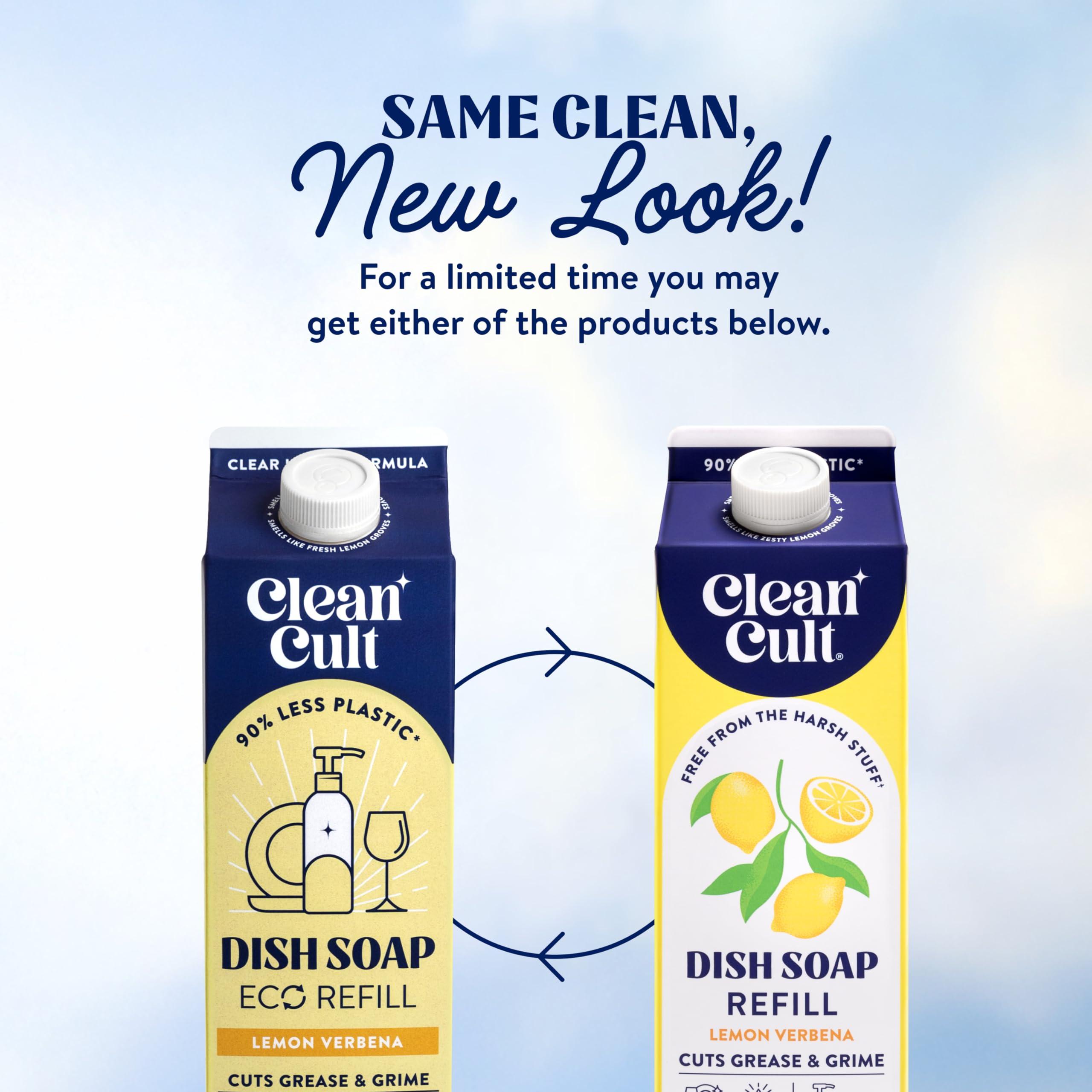 Cleancult Cleancult Dish Soap Liquid Refill (32oz, 1 Pack) - Plant Based Cleaning Power - Dish Soap that Cuts Grease & Grime - Free of Harsh Chemicals - Uses 90% Less Plastic - Lemon Verbena