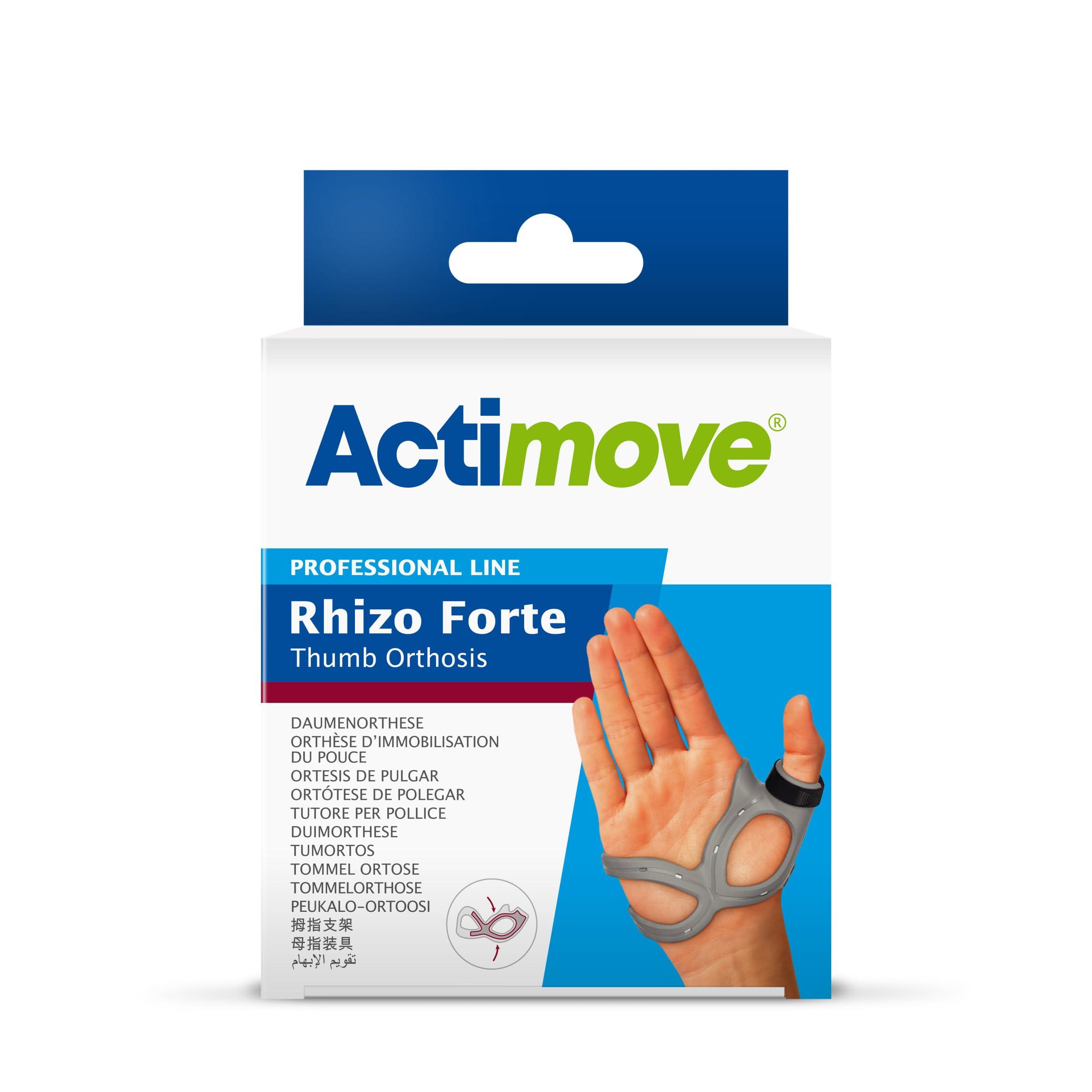 BSN Medical Actimove Professional Line Rhizo Forte Thumb Orthosis Thumb Brace for Osteoarthritis, Skiers Thumb, Rheumatoid Arthritis, Sprains Patented Design Left Hand Gray, Small