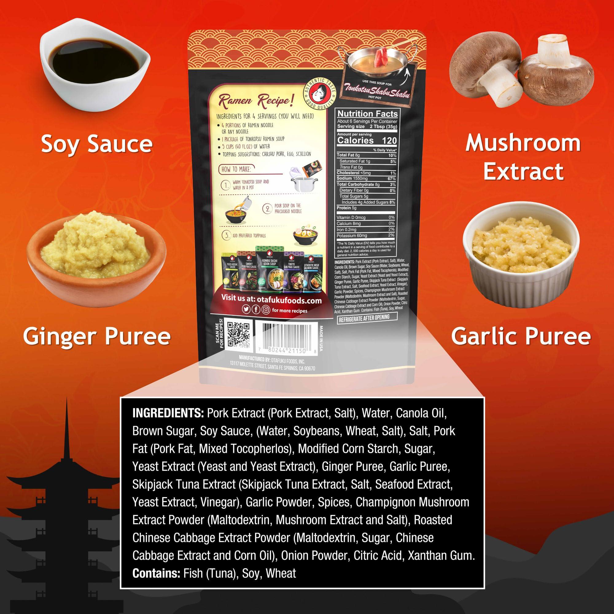 Otafuku Otafuku Tonkotsu Ramen Shoyu Broth Concentrate, Rich Pork-Based Soup Mix for Authentic Japanese Ramen Noodles, 7.5oz (6 Pack)