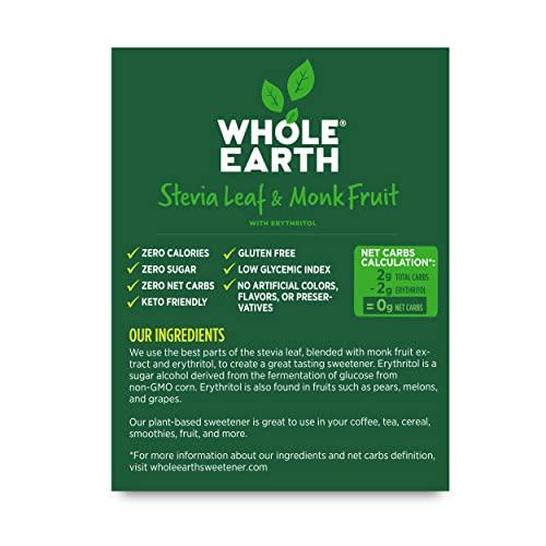 Whole Earth Sweetener Co. Whole Earth Sweetener Co. NATURE SWEET Stevia & Monk Fruit Sweetener, Erythritol Sweetener, Stevia Packets, Sugar Substitute, Natural Sweetener, 40-Count