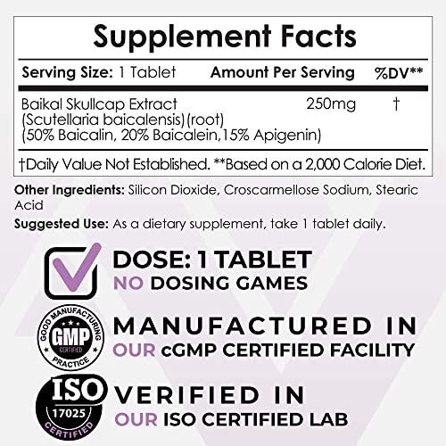 Nootropics Depot Nootropics Depot Baikal Skullcap Extract Tablets | 250mg | 120 Count | >15% Apigenin, 20% Baicalein, 50% Baicalin