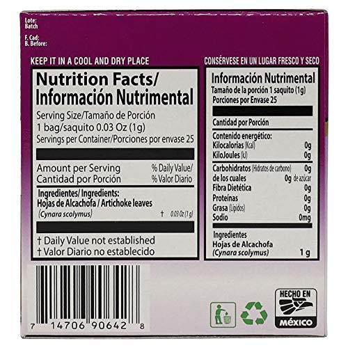 Herbacil Herbacil Artichoke Tea, Herbal Tea, Caffeine-Free, 2-pack of 25 tea bags per box (50 bags)