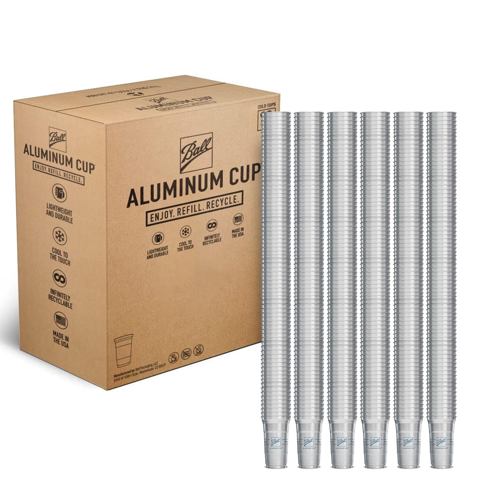 Ball Aluminum Cup Ball Aluminum Cup Recyclable Party Cups, Wholesale Bulk Pack, Ball Logo, 12 oz. Cup, 450 Cups Per Pack