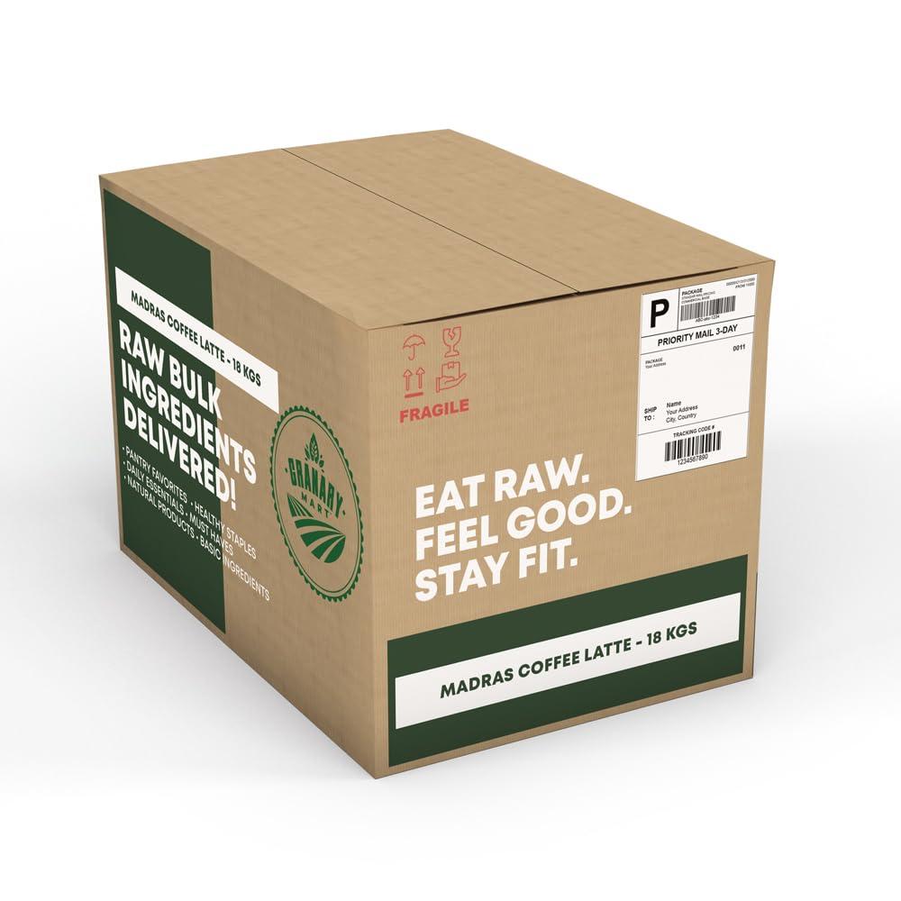 Granary Mart Instant Madras Coffee Latte | Instant Coffee | Smooth Creamy Flavor | Ideal for Hot and Cold Coffee/Flavoring for Desserts - 40 lbs in Bulk Bag