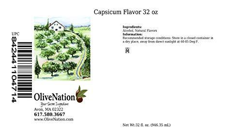 OLIVENATION Capsicum Flavor - TTB - TTB-Approved for Brewing - Hot and Spicy Beverage and Baking Flavoring Extract - Non-GMO - Gluten Free - Kosher - Vegan - 32 ounces