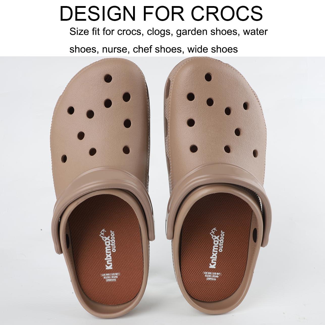 Knixmax Outdoor 3 Pair Insoles for Clogs Garden Shoes, Ultra-Thin Shoe Insoles for Women Men Comfort Inserts Work Nurse Shoes, Chef Shoes, Barefoot Breathable Liners Insert Clogs Pads Light Brown Size 12