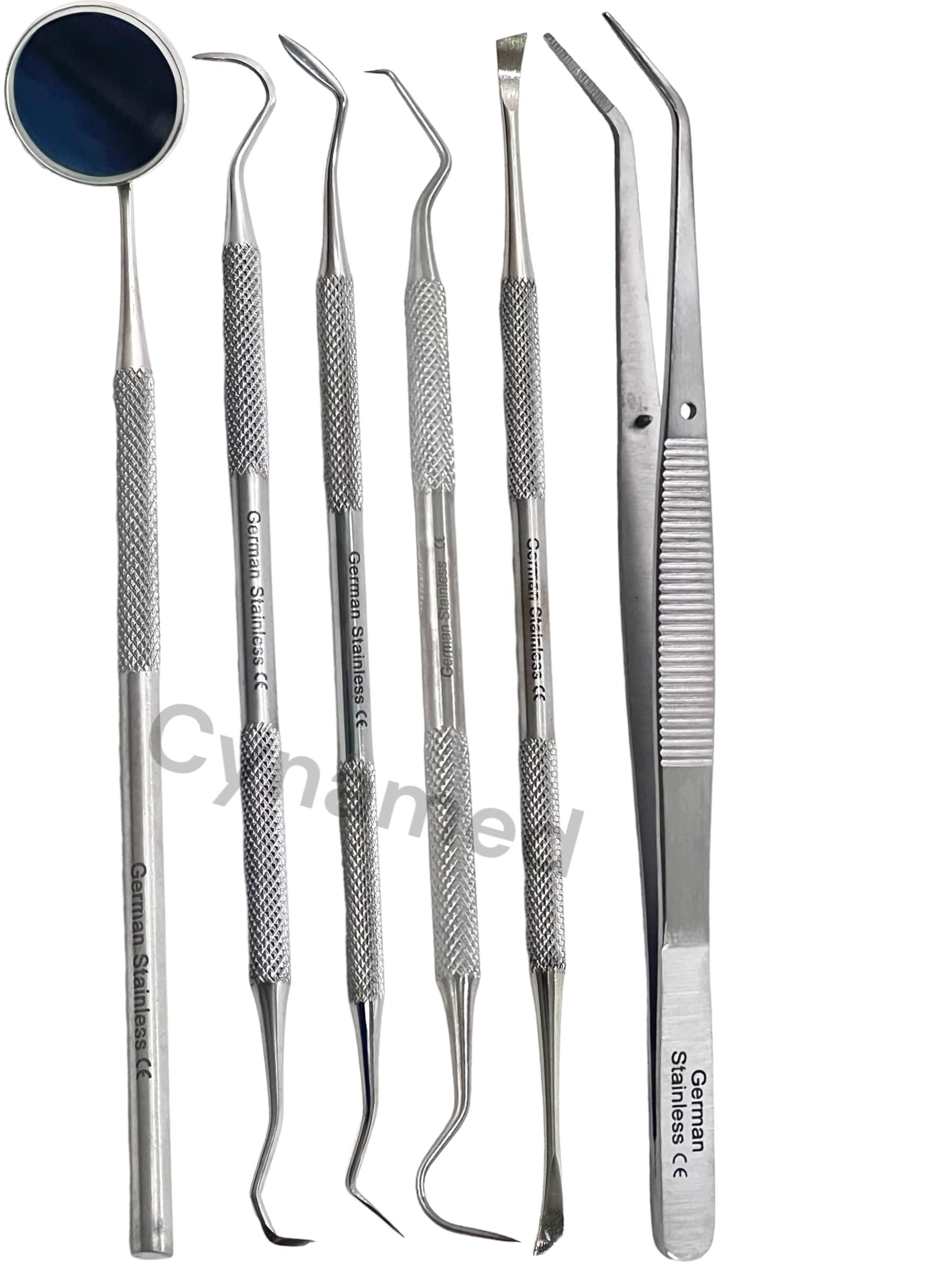 artlab Premium Dental Tools, Plaque Remover for Teeth, Professional Hygiene Cleaning Kit,Stainless Tooth Scraper Plaque Tartar Remover Cleaner,Dental Pick Scaler Oral Care Tools Set (Set of 6 with CASE)