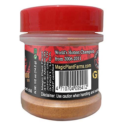 Magic Plant Very Hot Ground Bhut Jolokia Smoked Powder aka Smoked Ghost Pepper by Magic Plant - All Natural - Non GMO - Kosher (1/2oz)