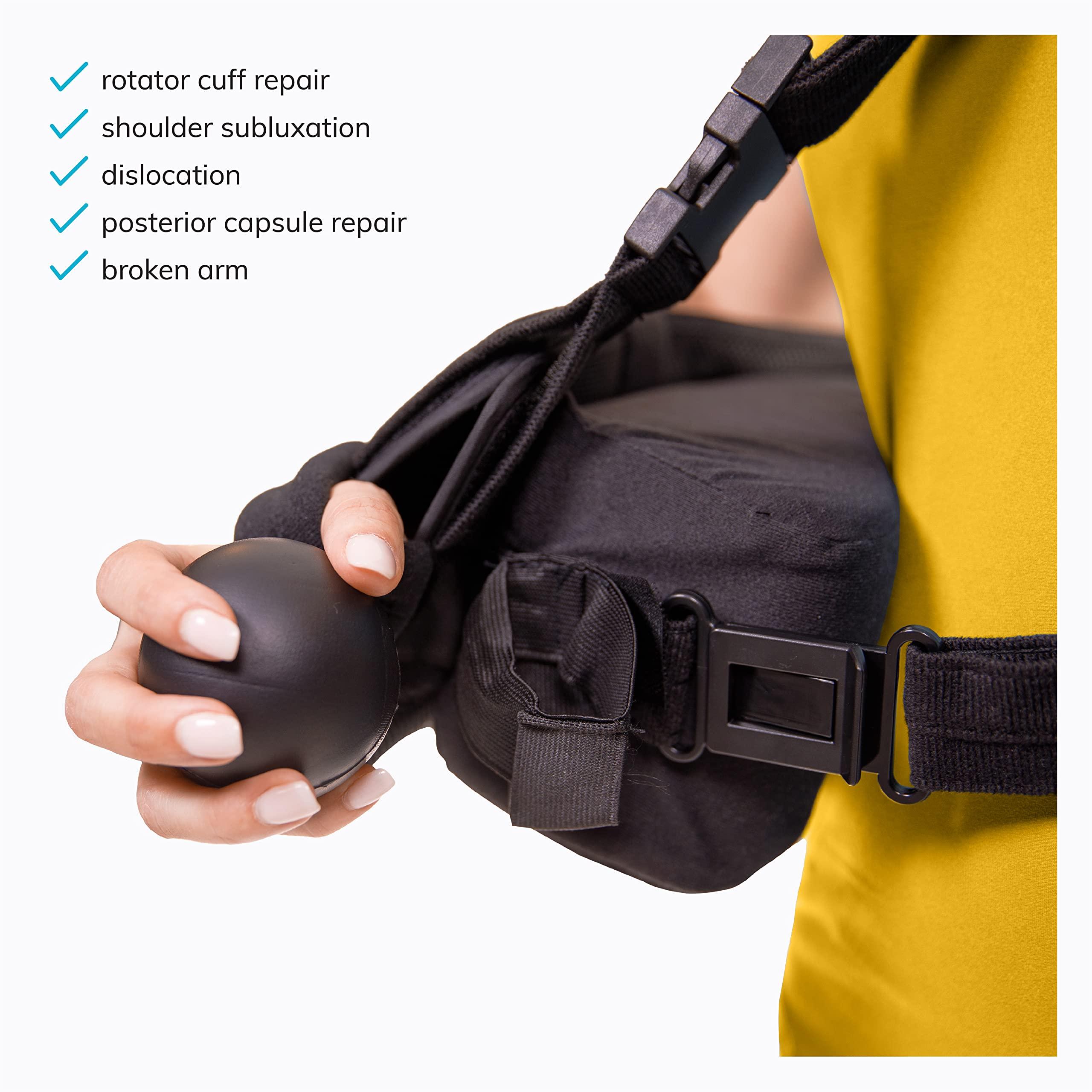 BraceAbility BraceAbility Abduction Shoulder Sling - Rotator Cuff Immobilizer Brace with Padded Relief Support Wedge and Ball for Right or Left Arm Pain From Post-Surgery or Tear Recovery and Subluxation (Medium)