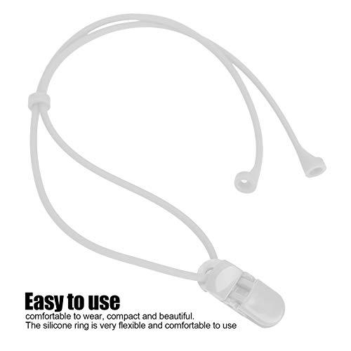 Zyyini Anti Lost Rope Plastic Practical Hearing Aid, BTE Hearing Aid Clip Rope Silicone Elastic Anti Loss Safety Lanyard for Children(White)