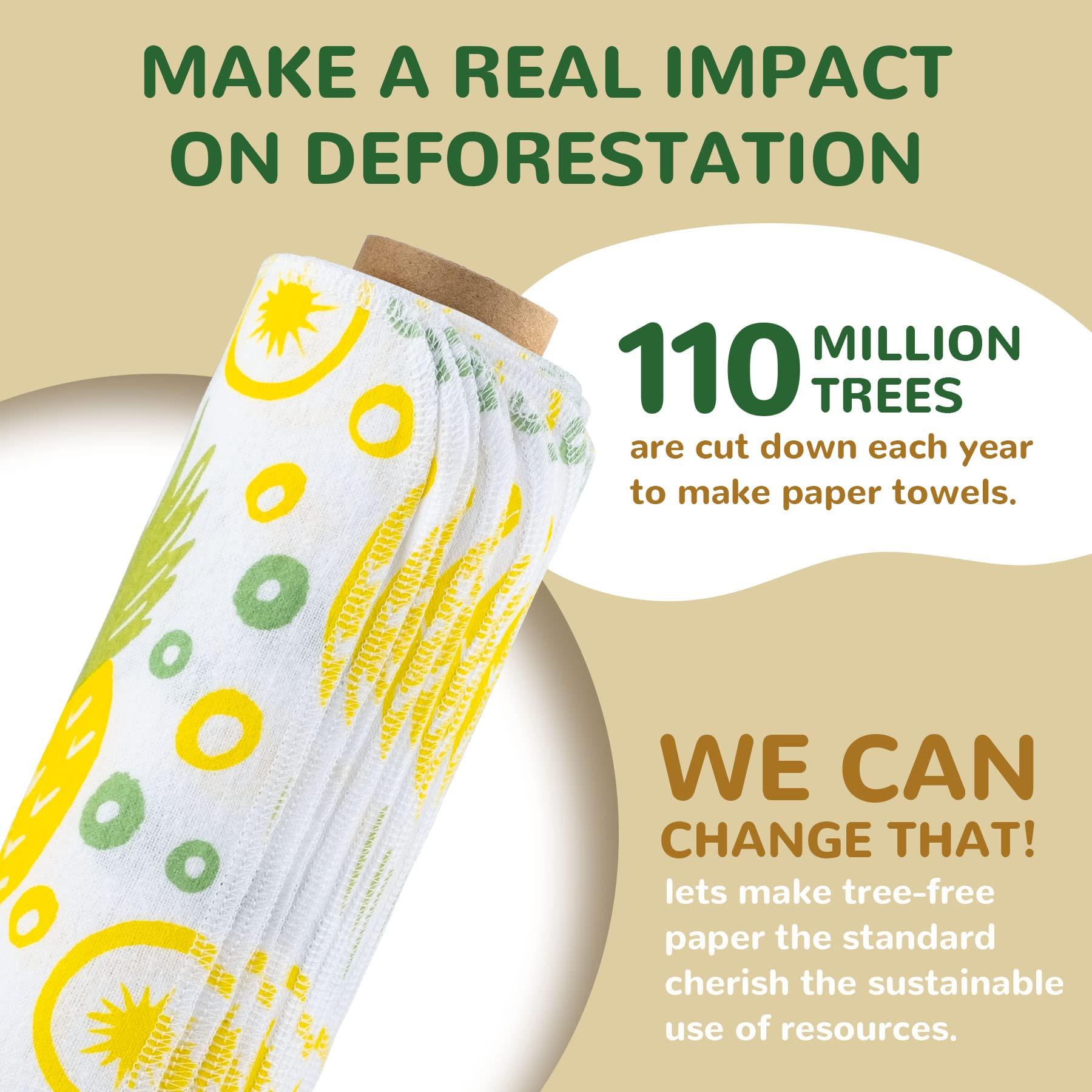 BOJUST BOJUST Reusable Paper Towels Washable Roll-12 Pieces Eco Cotton Paperless Paper Towels | Napkins Cloth Paper Towels for Kitchen | Zero Waste Products Alternative Paper Towel(Pineapple, 12 Towels)
