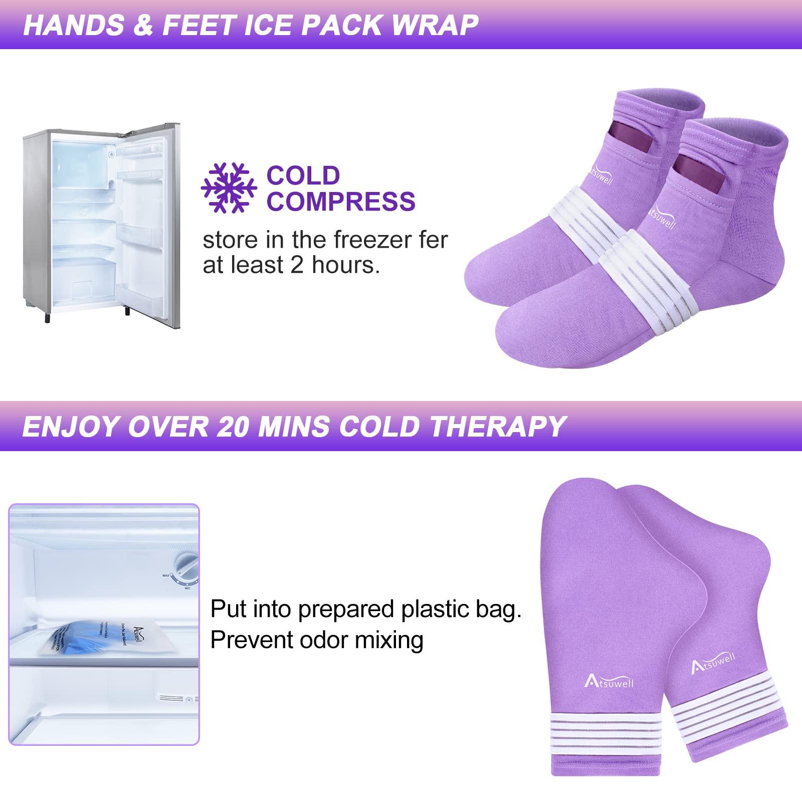 Atsuwell Atsuwell Foot Hand Ice Pack for Chemotherapy, Chemo Cold Gloves and Socks for Neuropathy, Cold Therapy Socks and Cold Gloves Comfort Items for Soothing Discomfort, Chemo Care Package Gift, L/XL