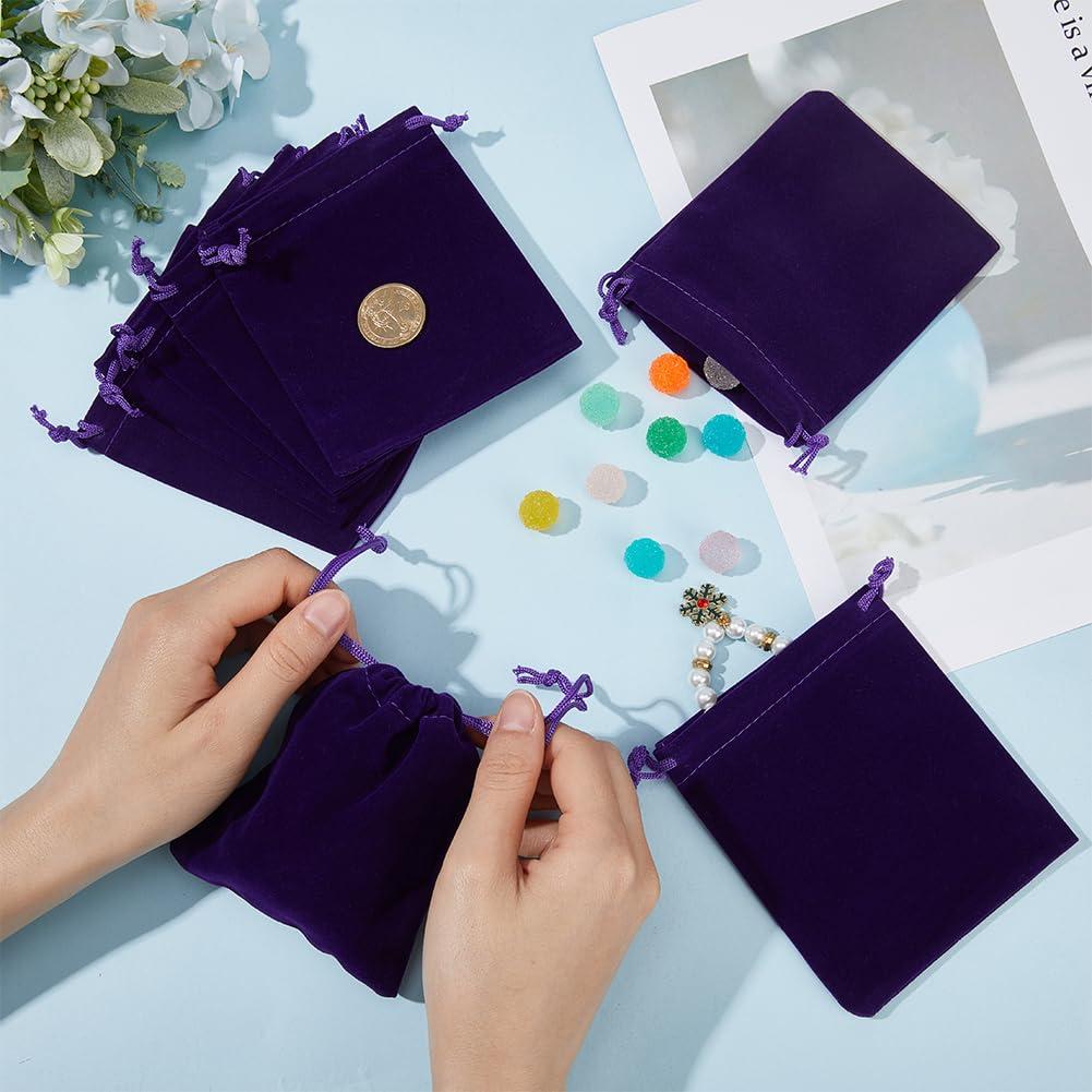 Beebeecraft Beebeecraft 20Pcs Velvet Drawstring Bags Wedding Gift Wrap Bags Purple Velvet Cloth Jewelry Pouches 12x10cm for Jewelry Gifts on Valentine's Day Mother's Day