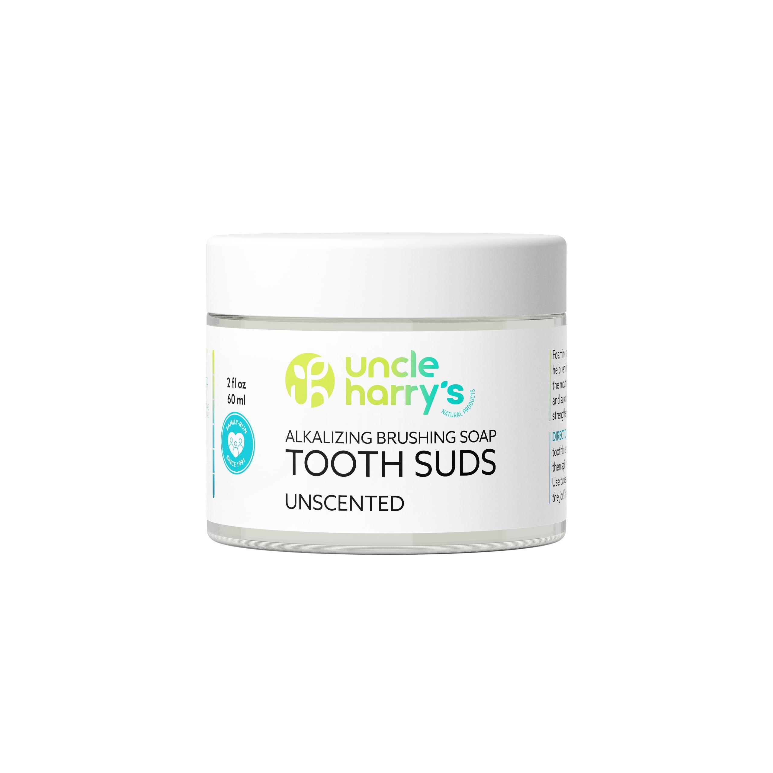 Uncle Harry's Uncle Harry's Non-Abrasive Unscented Brushing Soap Tooth Suds | Natural Remineralizing Toothpaste Freshens Breath & Promotes Enamel | Vegan Fluoride Free Toothpaste (2 oz)