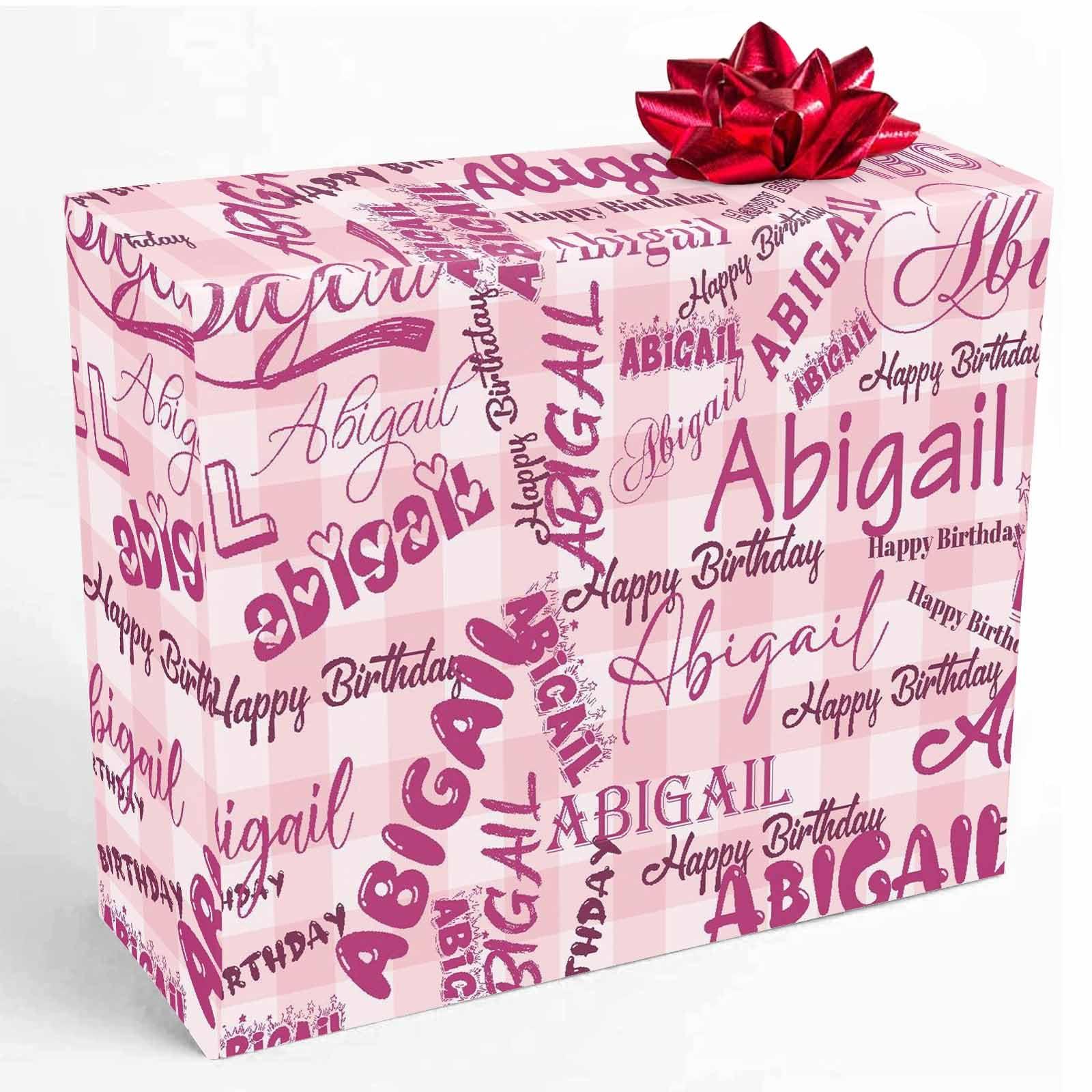 M YESCUSTOM M YESCUSTOM Personalized Gift Wrapping Paper Roll Custom Gift Paper Wrap Birthday Red Wrapping Paper for Men, WomenKids Happy Birthday Letters and Name Funny Gift Paper for Baby Shower Anniversary