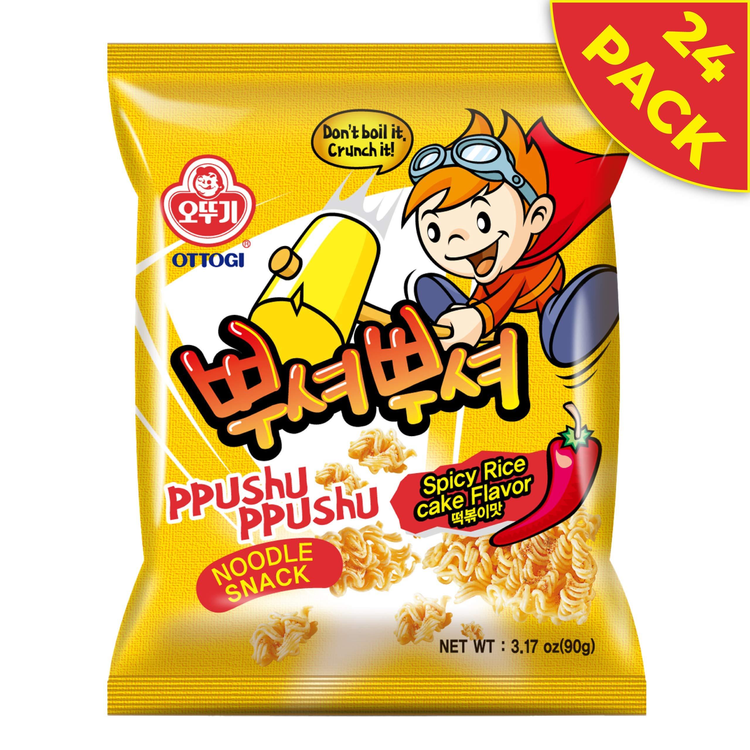Ottogi [OTTOGI] PPUSHU PPUSHU NOODLE SNACK- Spicy Rice Cake Flavor (90g) - 24 Pack