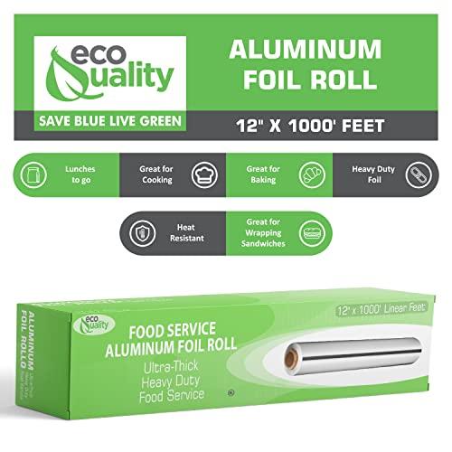 EcoQuality EcoQuality [7 Pack] Food Service Heavy Duty Aluminum Foil Roll (12 in x 1000 ft) with Sturdy Corrugated Cutter Box - Great for Grill Use, Kitchen Wrap, Foil Wrap, Cooking, Cleaning