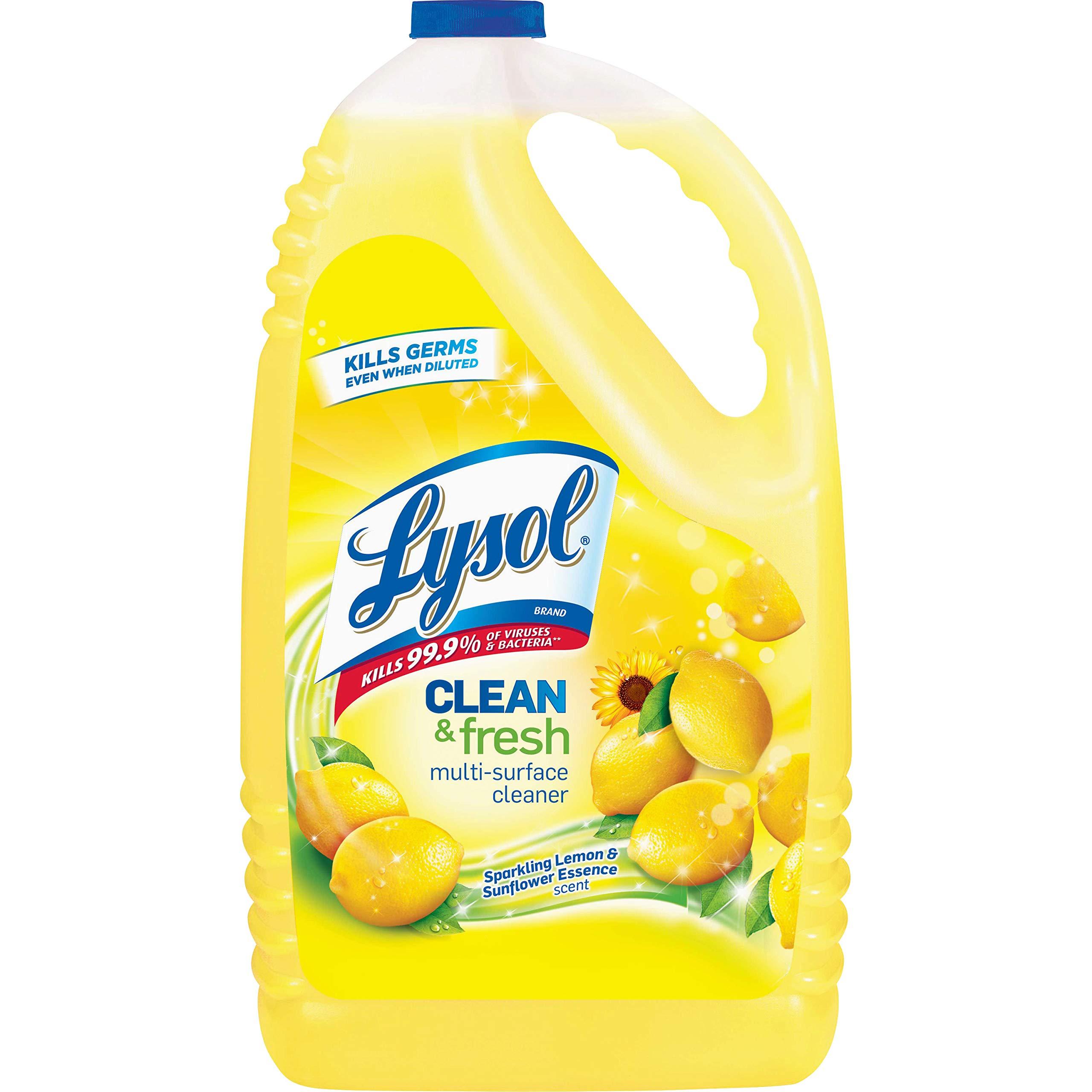 Lysol Lysol Multi-Surface Cleaner, Sanitizing and Disinfecting Pour, to Clean and Deodorize, Sparkling Lemon and Sunflower Essence, 144 Fl Oz (Pack of 4)