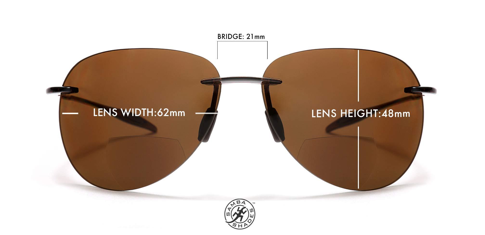 SAMBA SHADES SAMBA SHADES Maui Sports Pilot Bifocal Sun Readers Reading Sunglasses Ultra Flex TR90 Brown +1.25