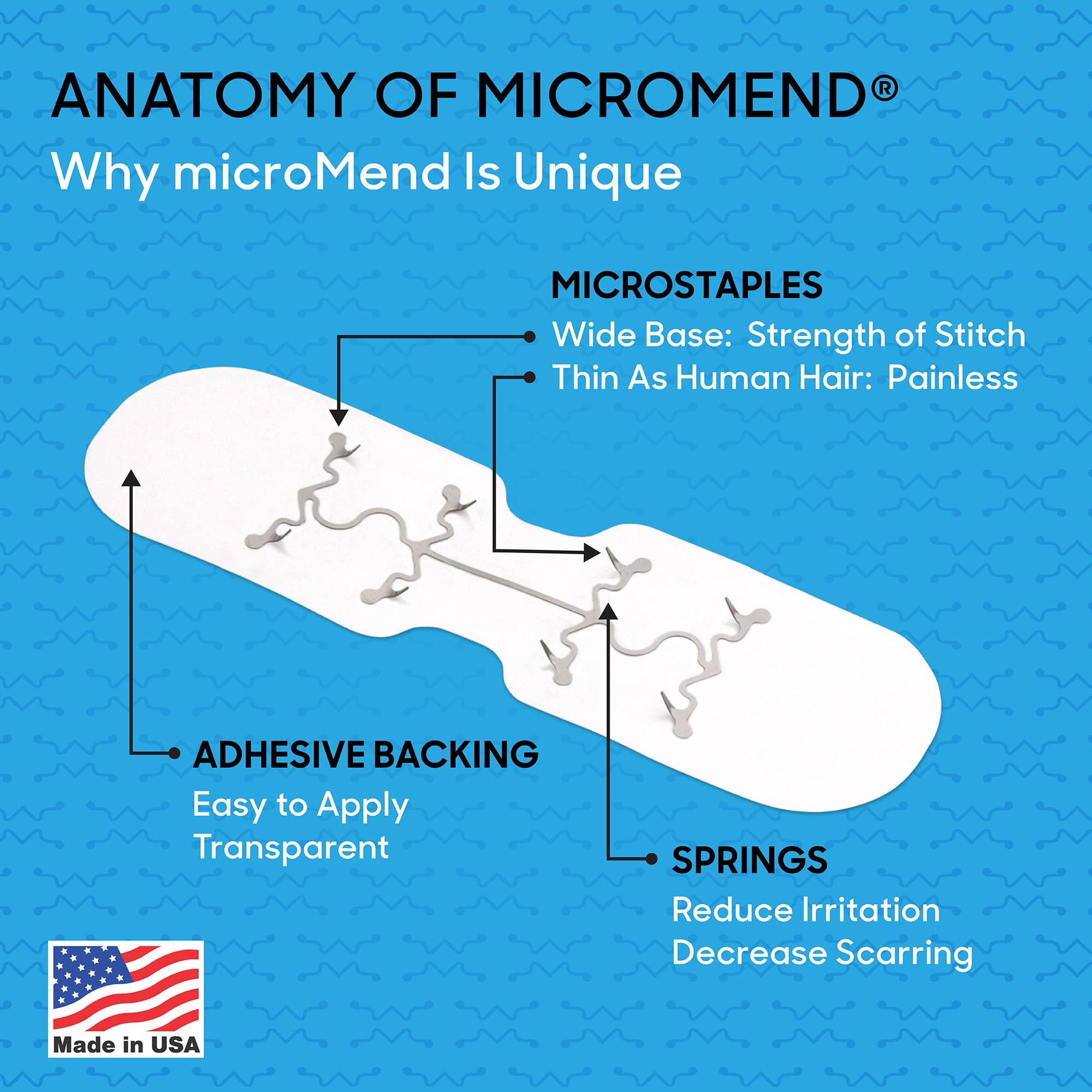 microMend microMend Emergency Wound Closures Surgical Quality Laceration Repair Without Stitches - Think Ahead - Be Prepared - Add to Your Survival Kit, Camping Gear (Multi Pack - 3 Packs of 2 Medium Devices)