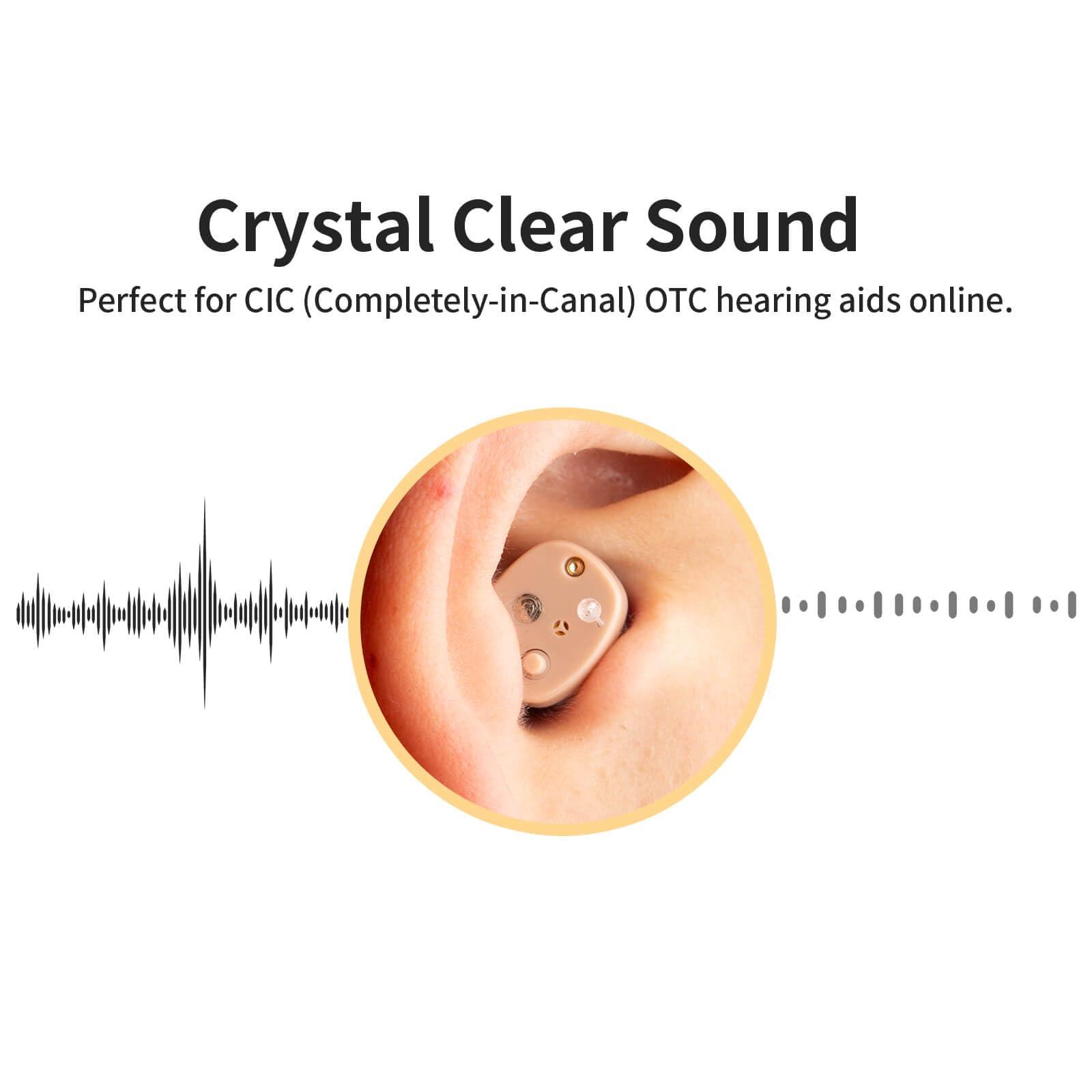 sierescon Sierescon Nano Digital Rechargeable Hearing Aids for Seniors - Completely-in-Canal Hearing Amplifier for Seniors with Noise Reduction, Pair (Blue &Red)