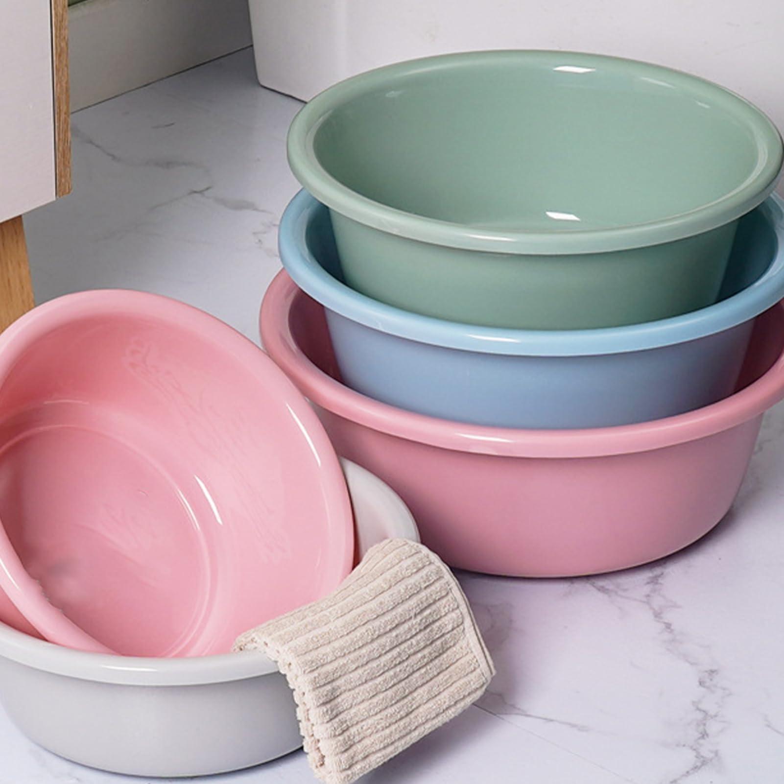 HERCHR HERCHR Round Plastic Wash Basin, Round Dish Wash Basin Dish Wash Tub Bathroom Water Tub Plastic Portable Dish Tub for Camping, 11.6x3.9in, Blue