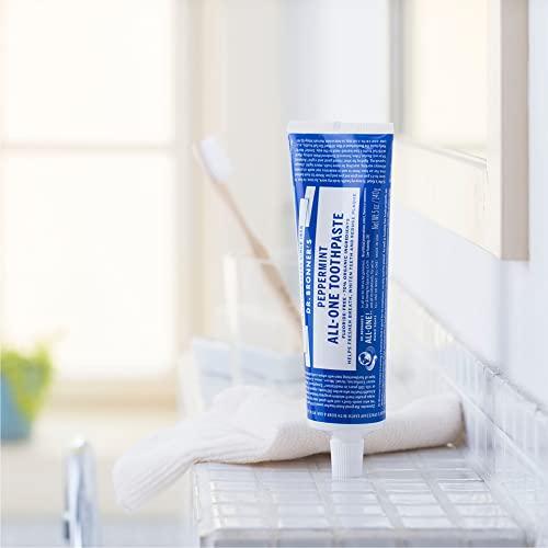 Dr. Bronner\'s Dr. Bronners - All-One Toothpaste Variety Pack - Peppermint & Spearmint, 70% Organic Ingredients, Fluoride-Free, Helps Freshen Breath, Vegan (5oz, 4-Pack)