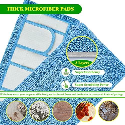 klaqian Klaqian 4 Pack Reusable Microfiber Mop Pads for Swiffer Sweeper and All 10-12 Inch Flat Mop Upgraded Wet Dry Cleaning Pads for All Hard-Floor